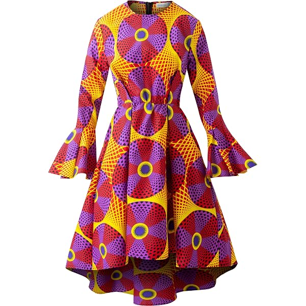 African Print Dress Iooiooi African Print Shift Dress - Double Layered  Collar Ankara Midi Dress Bright Color Party Church Dress