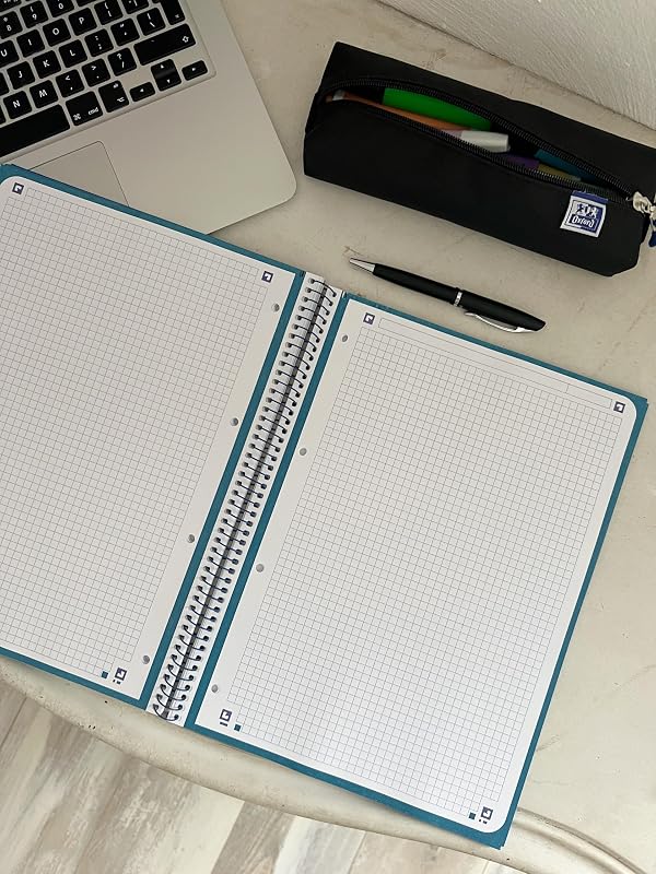 , Cuaderno A4, cuadricula 5x5, tapa extradura, microperforado, libreta A4 Europeanbook 1, color azul oscuro