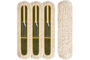 IDEAOLOGY 4-Pack 36'' Universal Microfiber and Cotton Mop Pads – Loop End - Easy Zipper - Compatible with Industrial Dust Mops – Reusable Replacement Heads for Commercial Floor Cleaning & Janitorial Supplies