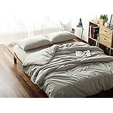 F.Y.Dreams 100% Washed Cotton Duvet Cover for Weighted Blanket 48x72 inches with 16 Ties, Zipper on Long Side/Khaki/Just Duvet Cover