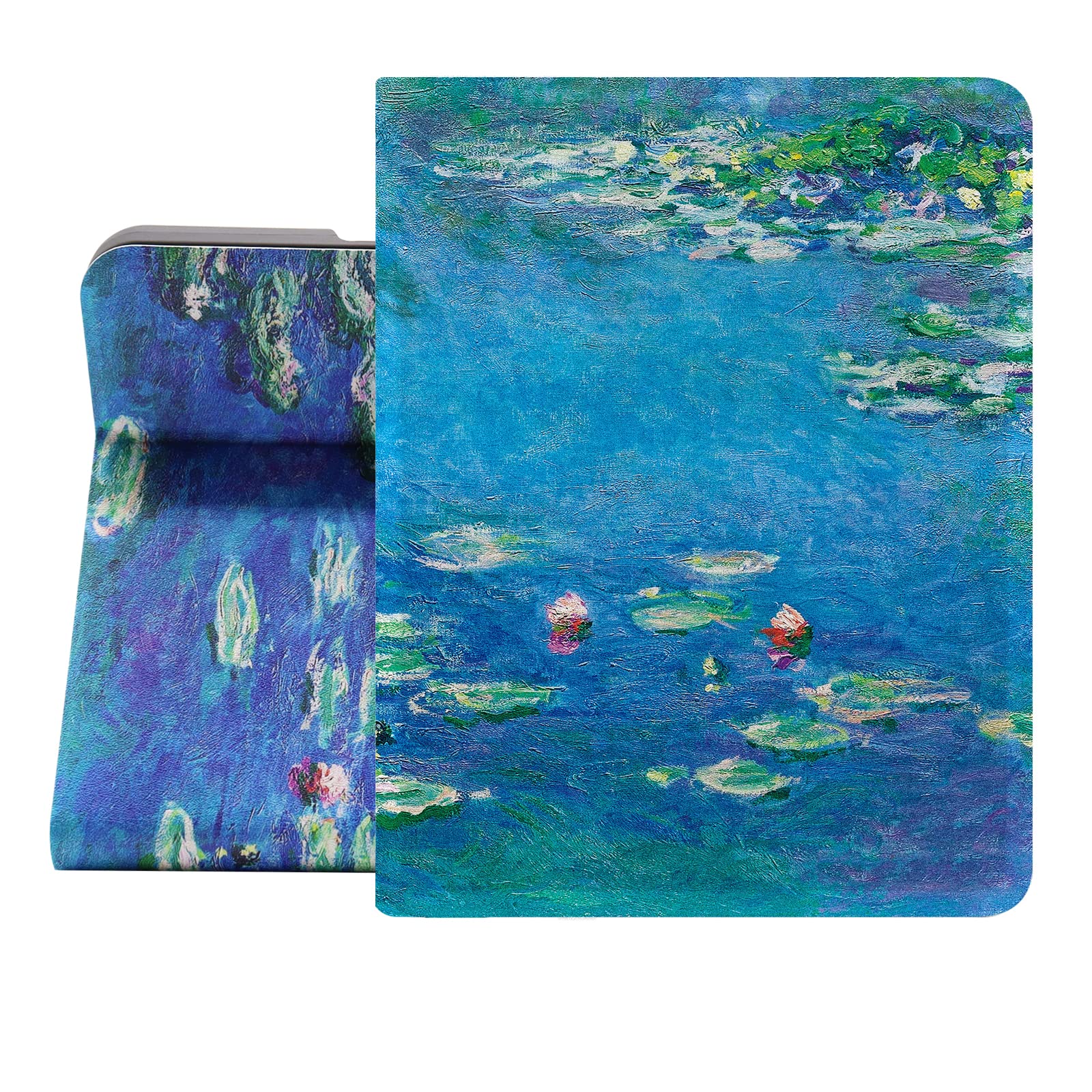 Berkin Arts Compatible with iPad Mini 4th/5th Generation Case (7.9 Inch) Case 2019 2018 2017 2016 2015 Folio Case Premium Leather Cover Cloisonnism Teal Blue Flower Floral (Waterlilies by Monet)