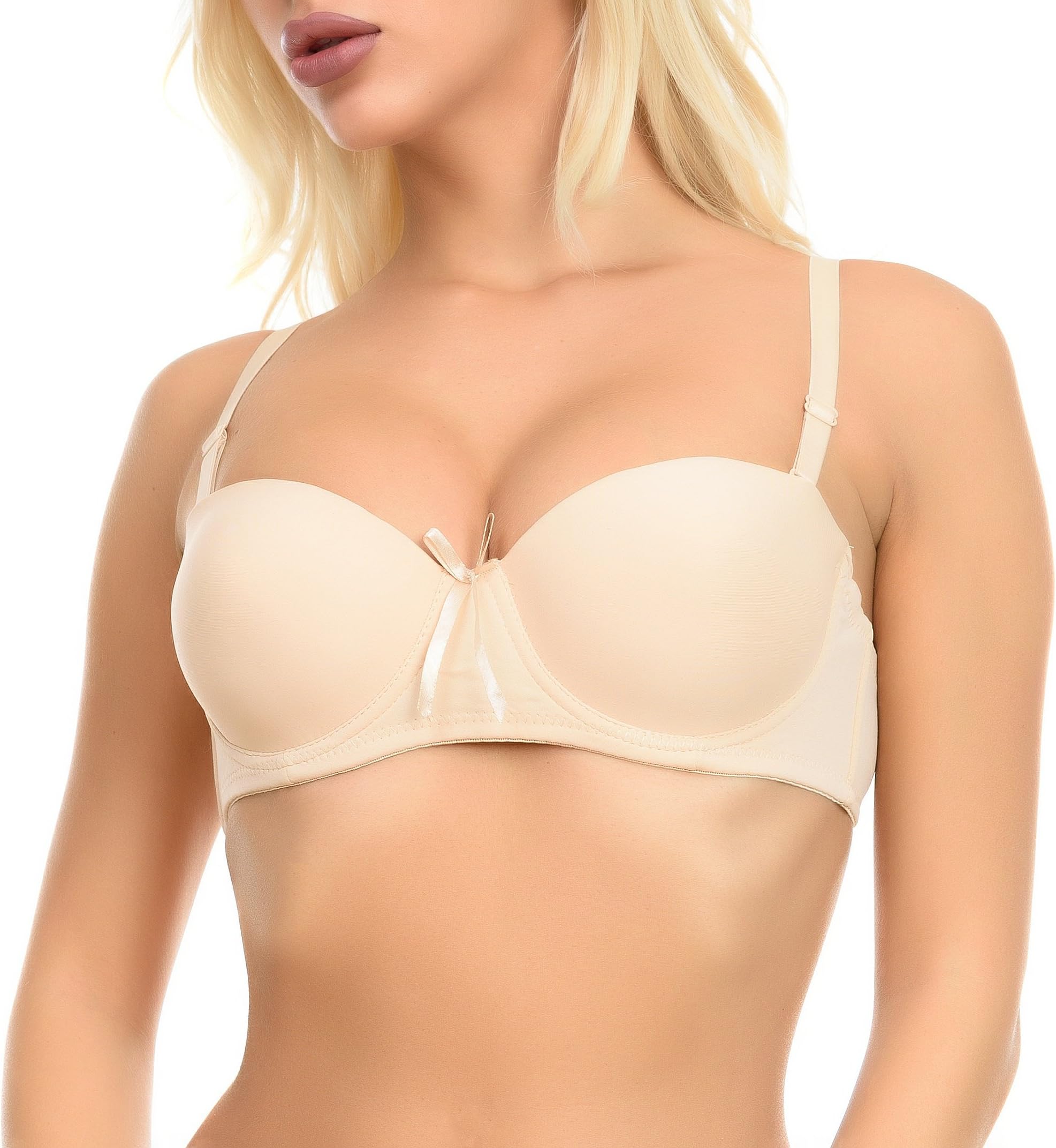 Luerrose Womens Demi Multiway Strapless Halter Padded T-Shirt Superboost Push Up Bra