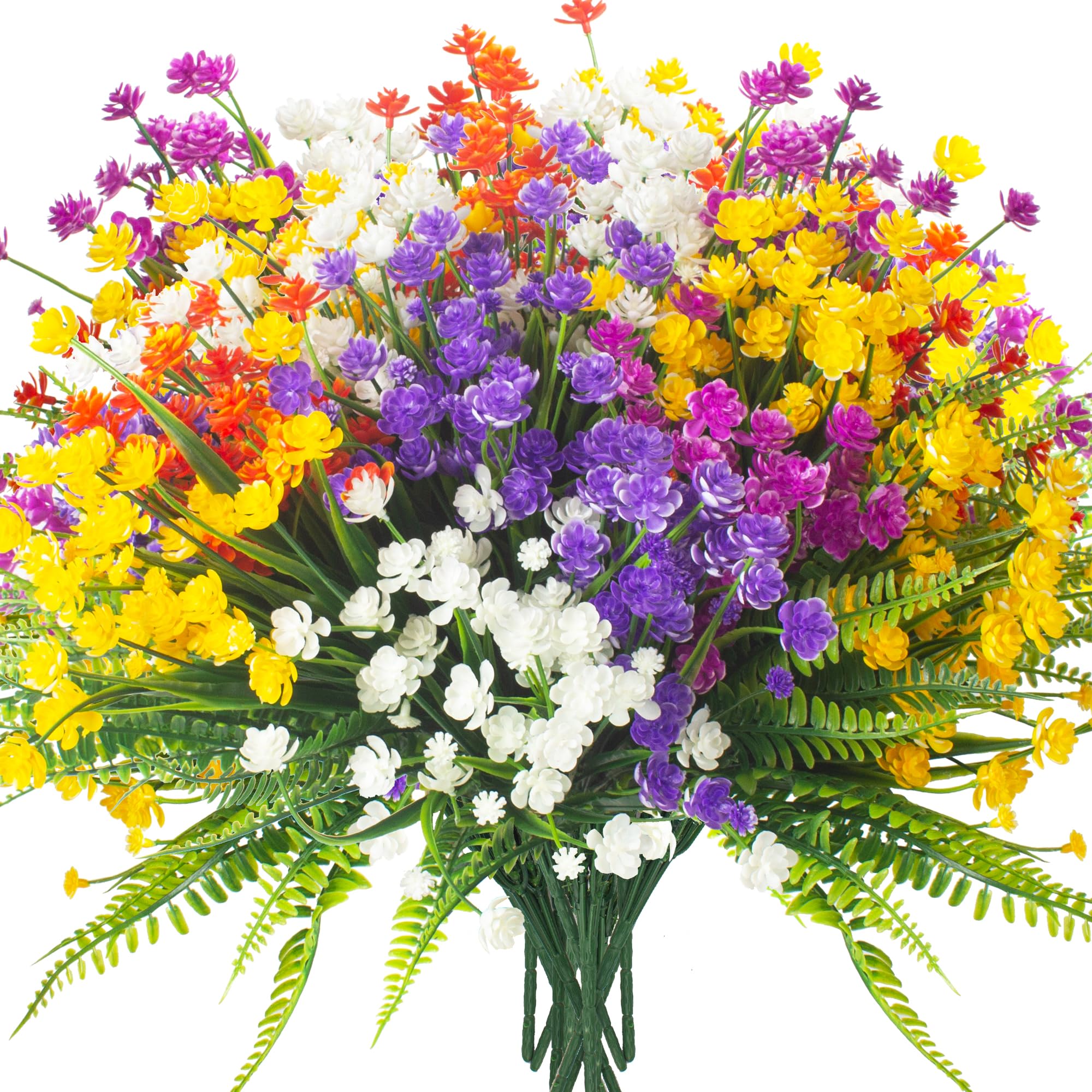 Photo 1 of ** PARTIAL SET MISSING PIECES NOT 24 PCS*** Grunyia 24 Bundles Artificial Flowers for Outdoor Decoration UV Resistant Fake Plastic Plants Faux Boston Fern Artificial Greenery for Summer Indoor Outdoor Garden Patio Window Box Kitchen Home Decor