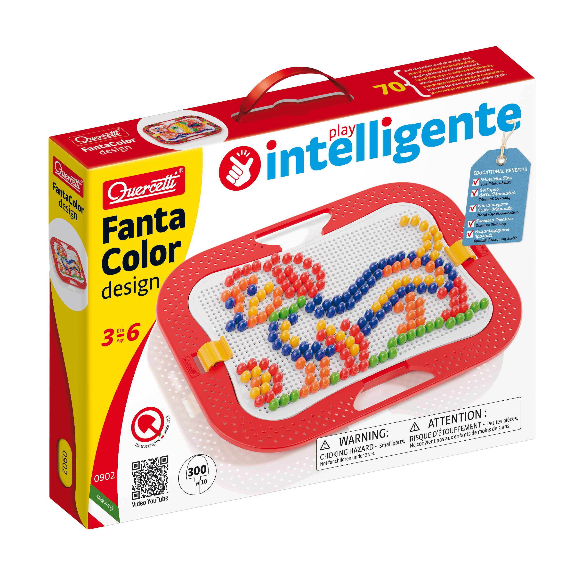 Quercetti - 0902 Fantacolor Design d.10, Kids' Mosaic Kits - STEAM toy