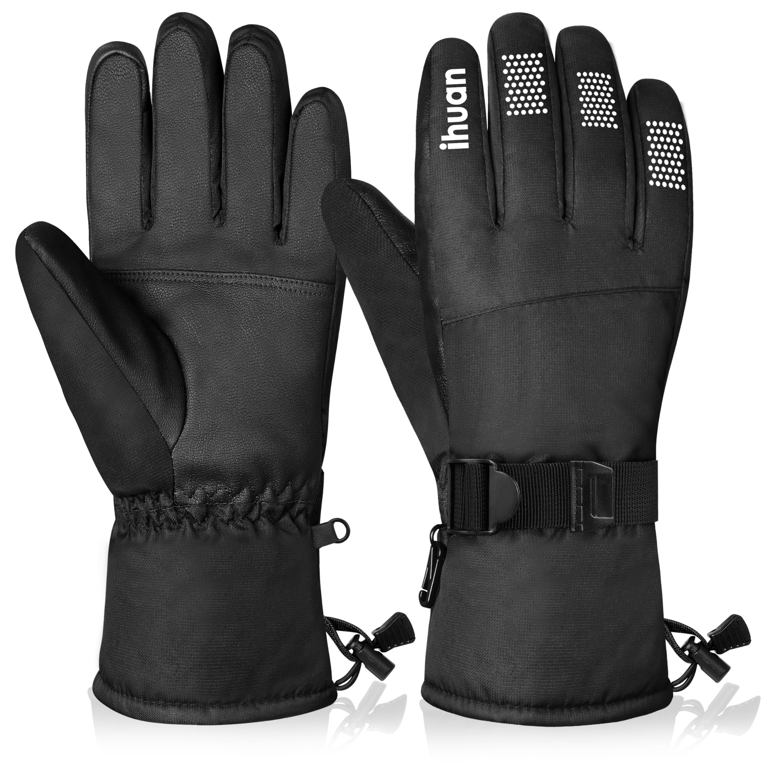 ihuan Winter Waterproof Ski Gloves Men Women, Snow Warm Cycling