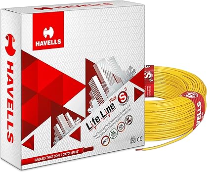 Havells Life Line Plus S3 1.5 sq mm PVC HRFR Cable (Yellow)