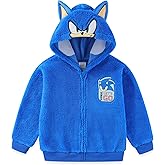 SEGA Sonic the Hedgehog Boys Zip Up Sherpa Hoodie with Ears for Big Kids