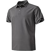 KAOKLRNI Men's Active Polo Shirt Quick Dry Performance Short Sleeve Tactical Golf Shirt