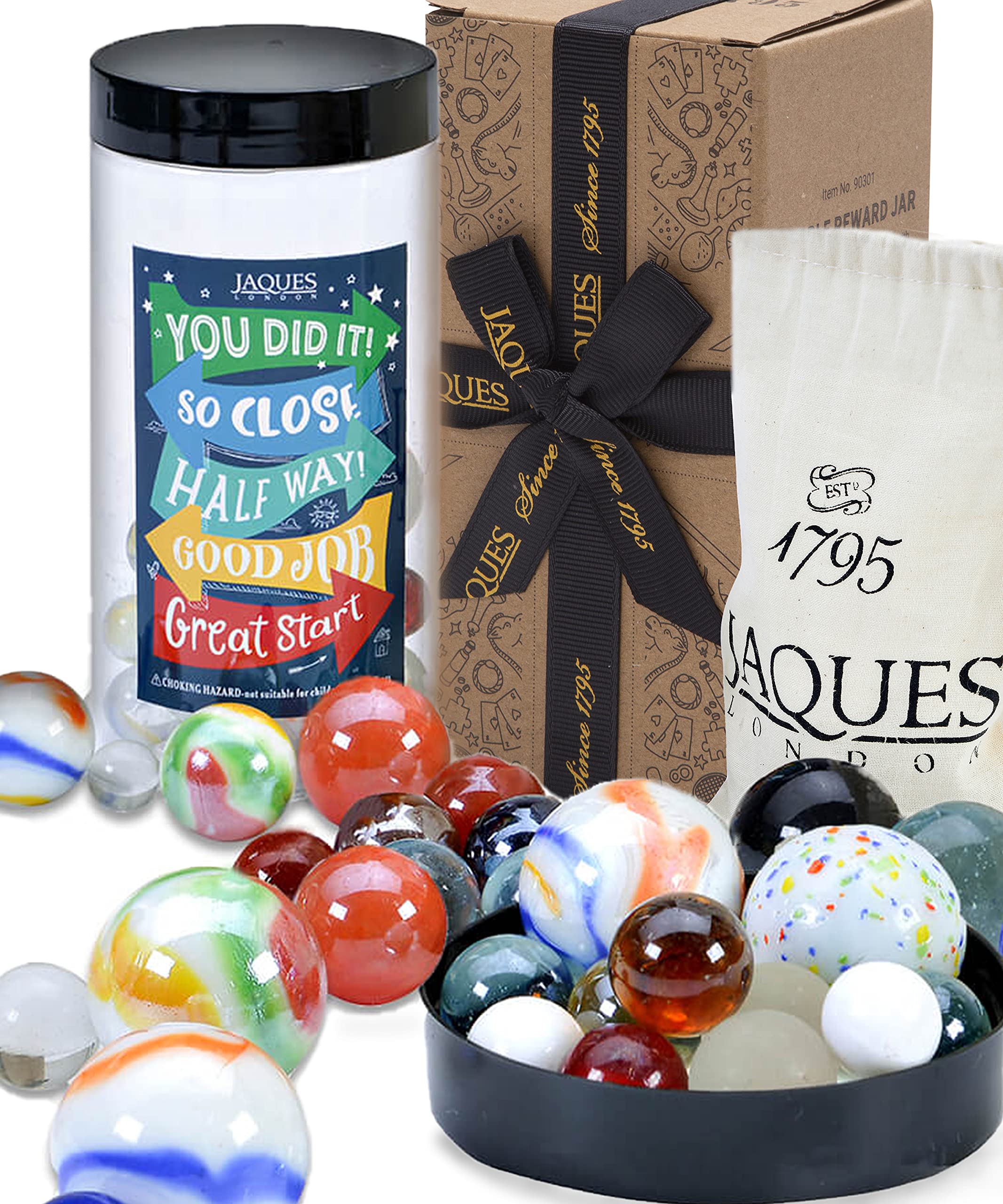 Jaques of London Marble Reward Jar | Whole Jar of Playing Marbles | More Fun than a REWARD CHART | Great Childs Rewarding System