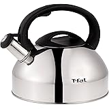 T-fal C76220 Specialty Stainless Steel Dishwasher Safe Whistling Coffee and Tea Kettle, 3-Quart, Silver