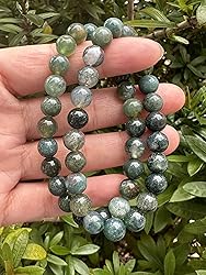 Moss Agate Crystal Bead Bracelet 8mm, Wholesale