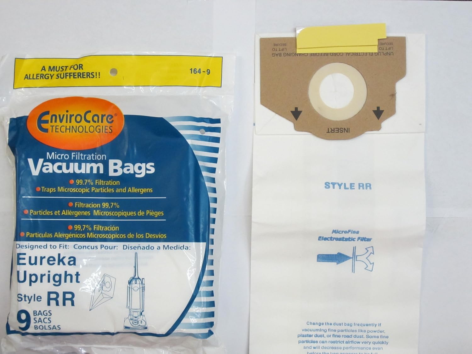 Eureka Style RR Upright Vacuum Bags Microfiltration with Closure - 27 bags