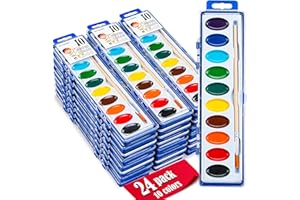 WOSWEL Watercolor Paint Set, Washable paint 10 Colors, 24 Sets with Brush Watercolor Paint Set