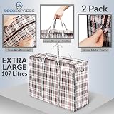 DECO EXPRESS Laundry Bags XXL 107L Pack of 2 Zips Extra Large Storage Bags view 5