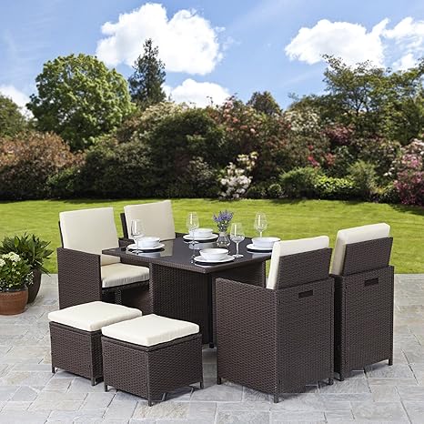 Amazon.de: Rattan Gartenmöbel-Set 8-Sitzer, Rattanmöbel für den