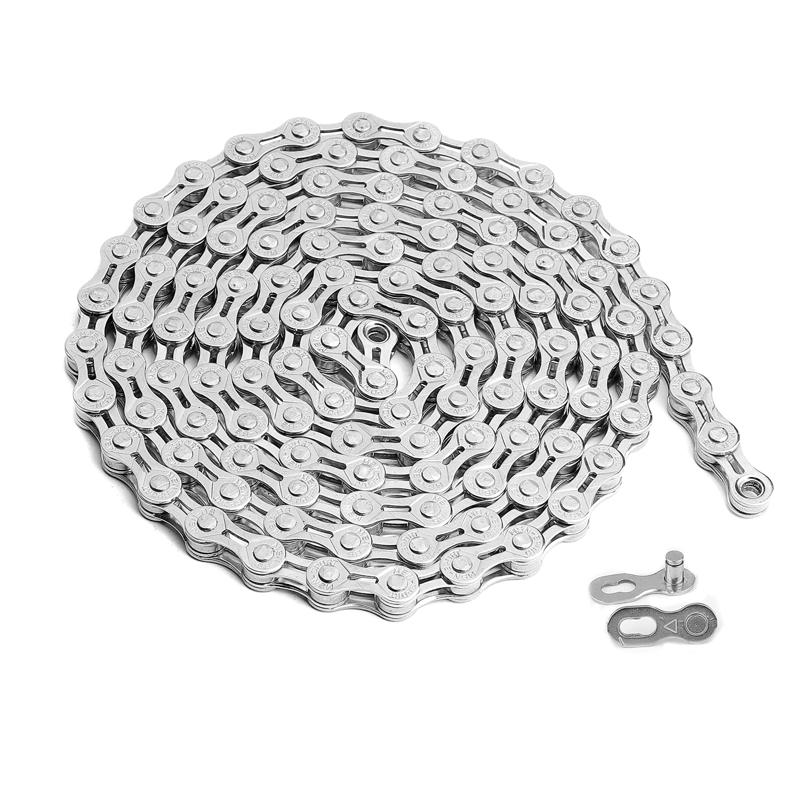 Hycline Bike Chain 6/7/8-Speed, Half Hollow 116 Links Bicycle Chain 1/2 x 3/32 Inch, Special Steel for Road Mountain Racing Cycling - Silver