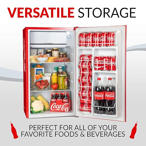 Nostalgia Coca-Cola Refrigerator with Freezer, 3.2 Cu. Ft