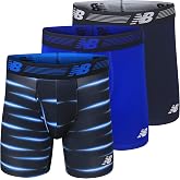 New Balance Men's Performance Boxer Briefs | 3 Pack Underwear, Moisture Wicking Stretch Fabric with Fly Opening, Soft Waistband and No Chafe Stitching