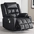 Ketaiyou Power Swivel Rocker Recliner Chair for Adults with Massage and Heat, USB and Type-C Ports, Infinite Position, Electric Glider Reclining Single Sofa Chair for Living Room(Black)