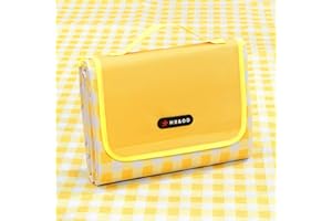 HX&OD Outdoor Picnic Blanket 80"X80" Picnic Mat Extra Large Camping Blanket Beach Blanket Foldable Waterproof Sand Mat Hiking Travel Family Concerts(Yellow)