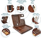 Teslyar Natural Oak Wood Phone Docking Station & Organizer for Men view 3
