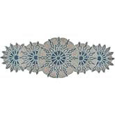 Homebia Designs Hand Beaded Silver Green Table Runner 13x36 Accent Decor | Elegant Decorative Beaded Table Runner 13x36 Silver Green Embroidery Glitz Accent for Dining Table &amp; Holiday Decor