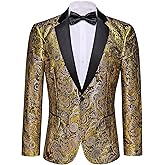 Barry. Wang Men's Sport Coats & Blazers Flower Suit Jacket 1 Button Paisley Tuxedo Mardi Gras Carnival Parade Gift