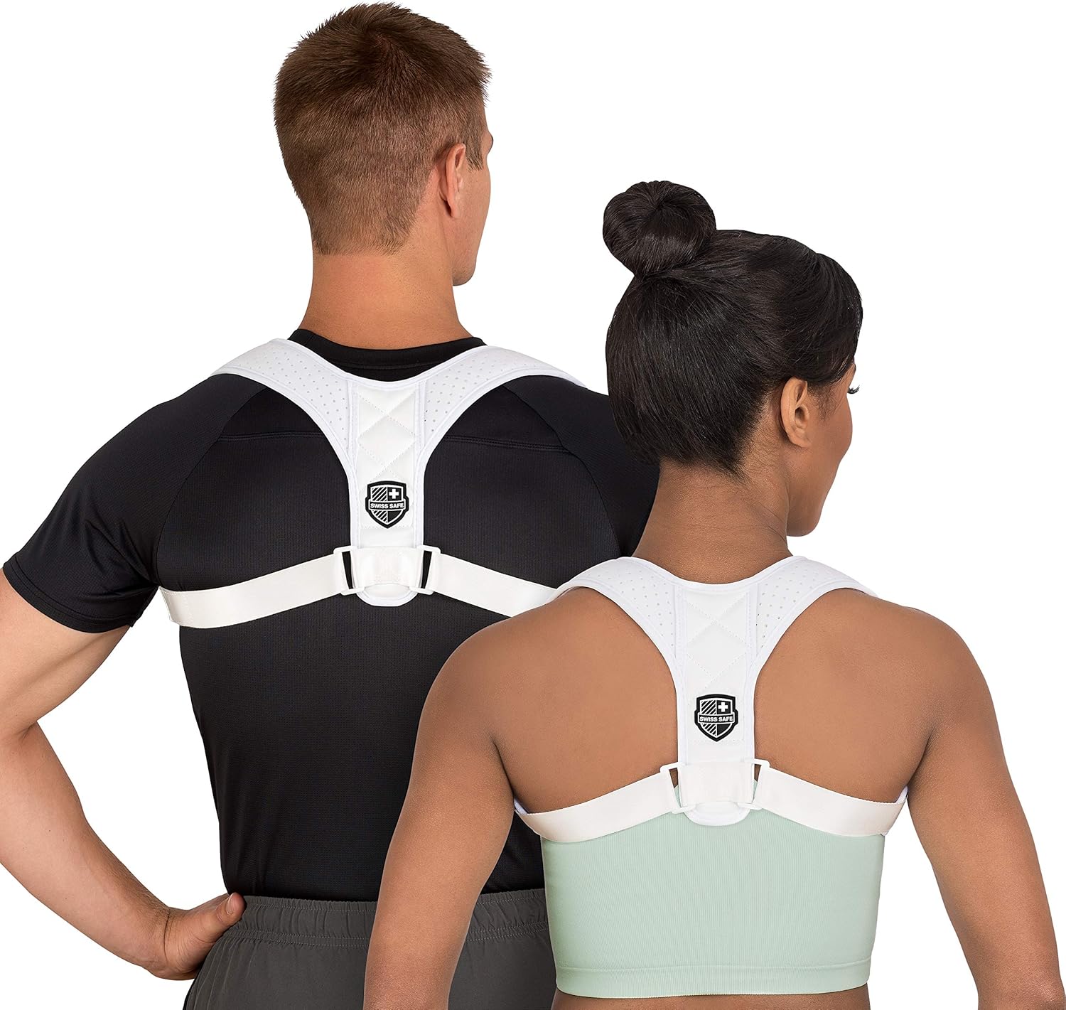 Swiss Safe Posture Corrector for Men/Women - Stylish & Discreet Ergonomic Back Straightener Brace for Proper Posture & Spinal Pain Relief (Black, Small/Medium): Industrial & Scientific