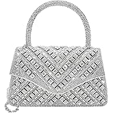 LUNIQO Clutch Purses for Women Sparkly Rhinestones Purses and Handbags for Wedding Party Evening Crossbody Bag with Chain