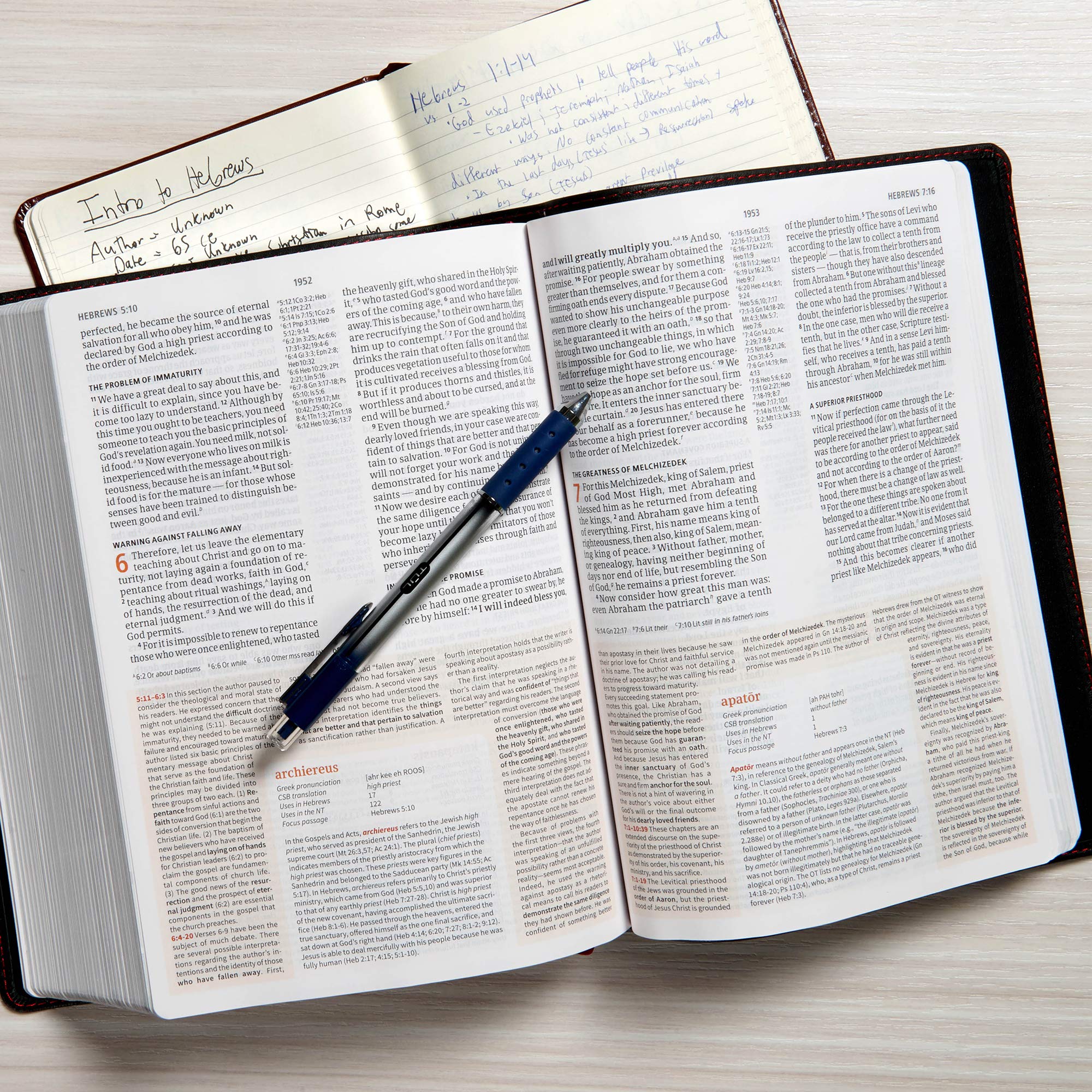 CSB Study Bible, Premium Black Leather, Red Letter, Study Notes and Commentary, Illustrations, Articles, Word Studies, Outlines, Timelines, Easy-to-Read Bible Serif Type