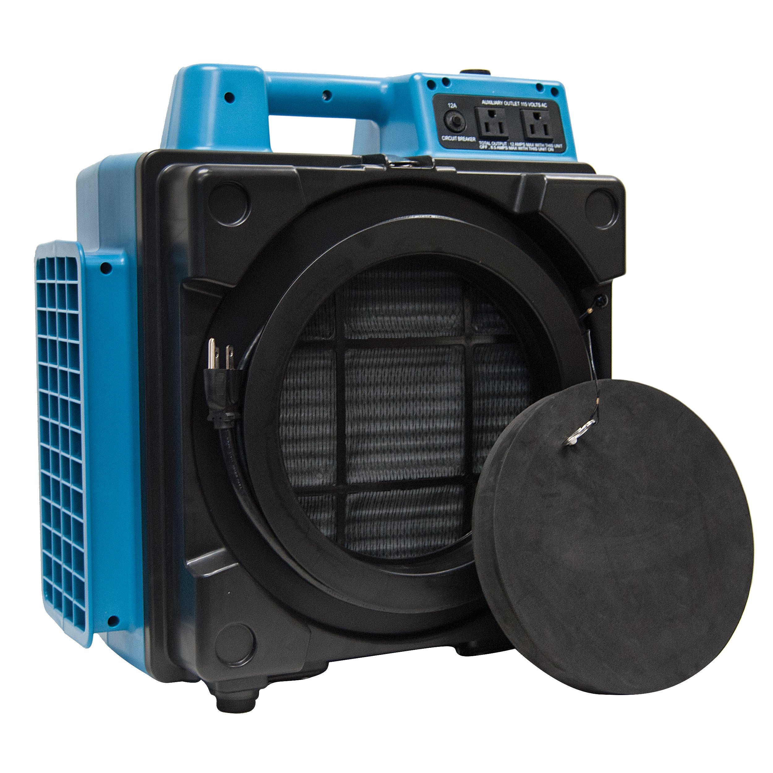 XPOWER X-2480A 1/3HP 550 CFM Air Mover – Sealed Motor Low Profile Carpet Dryer – Air Blower Build-in GFCI Power Outlets & Hour Meter Dryer Floor Fan