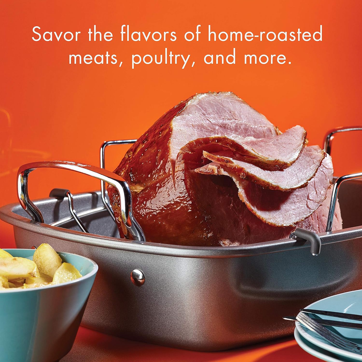 Circulon Nonstick Roasting Pan / Roaster with Rack - 17 Inch x 13 Inch, Gray: Roasting Pans: Kitchen & Dining