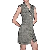 BCBG Womens Sleeveless Collared V-Neck Blazer Mini Dress