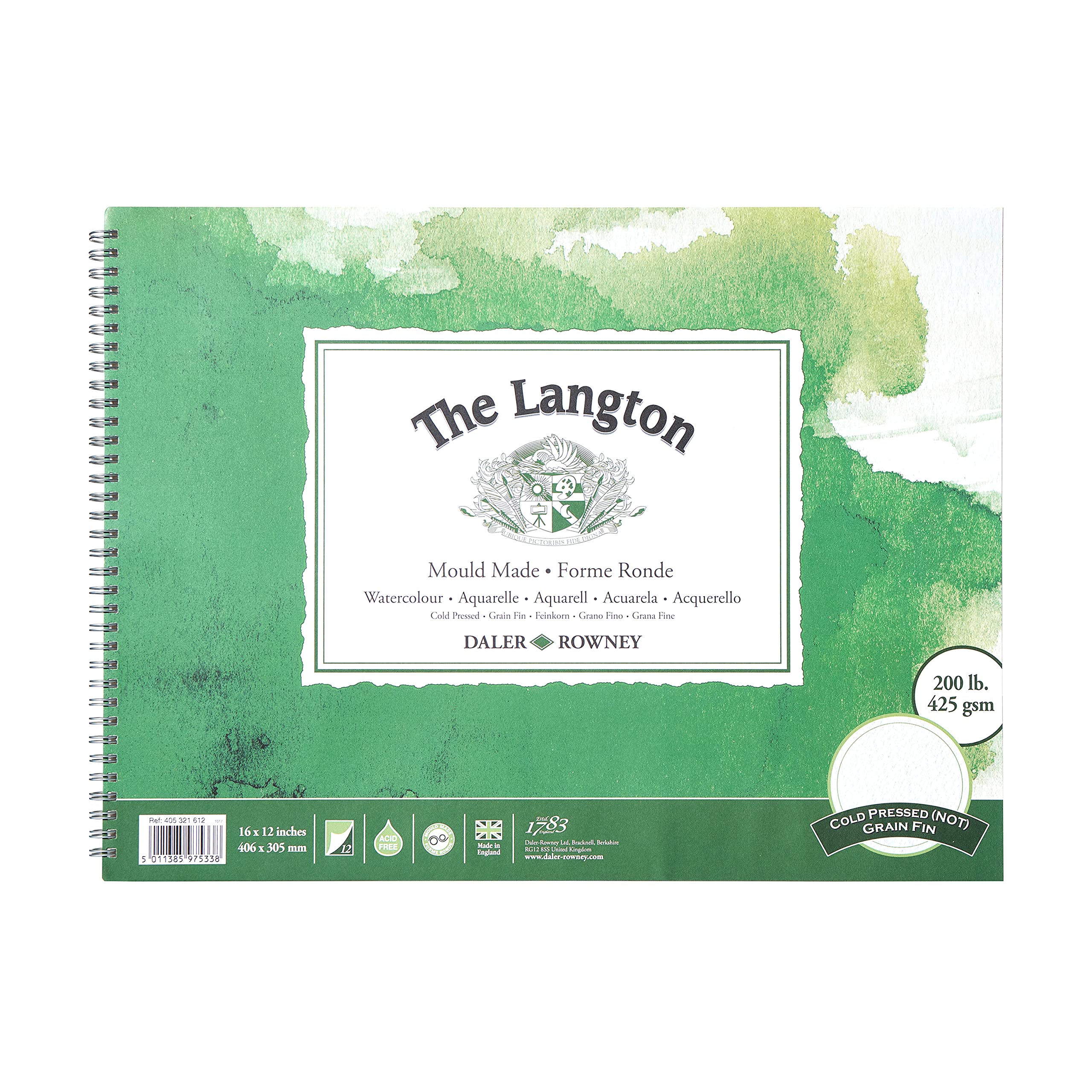 Daler-Rowney GDALS2001612 the langton 200lb 16 inch x 12 inch watercolour spiral pad
