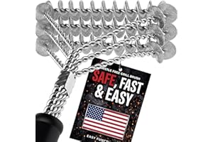 Grill Brush & BBQ Cleaning Scraper - 100% Safe Bristle Free Grill Cleaner - Best Barbecue Brush for Porcelain Propane Electri