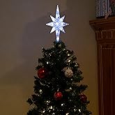 Alpine Corporation 13" Tall Snowflake 8-Point Tree Topper with 11 Cool White LED Lights, Christmas Decoration with Timer Function, and Radiant Glow for Holiday Trees