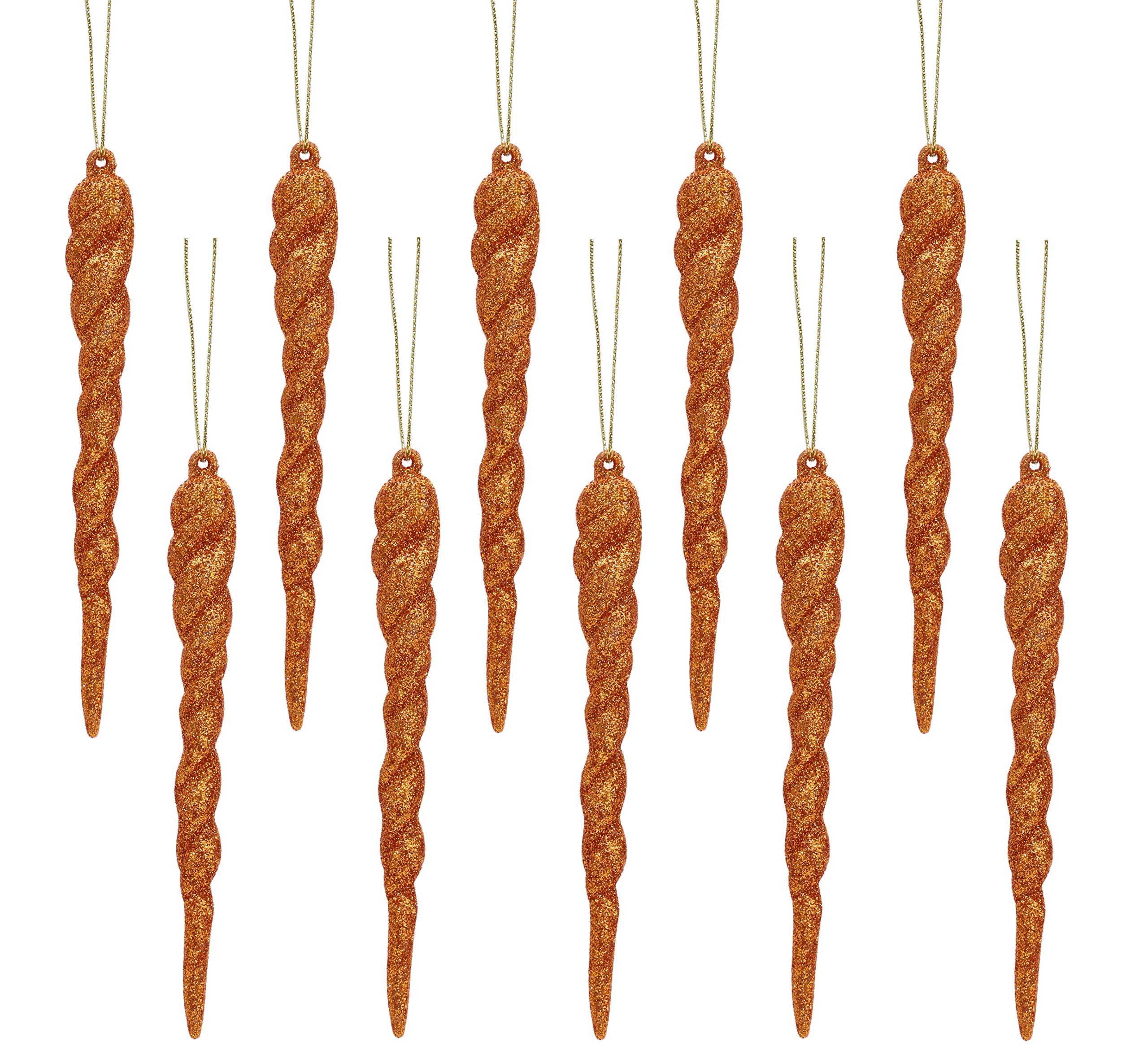Christmas Concepts® 12cm Glitter Icicle Decorations Christmas Tree Trims (COPPER, 10) — image 1