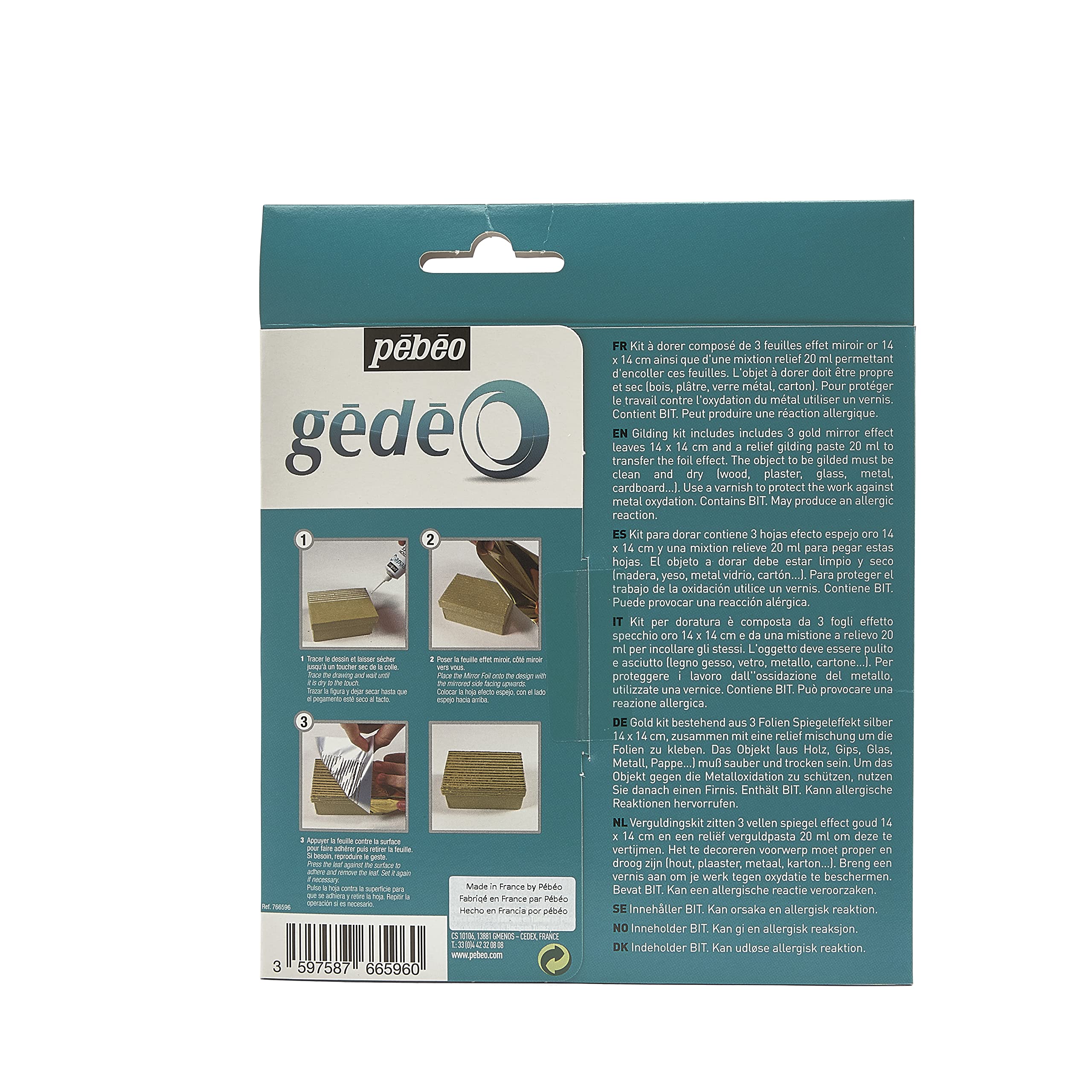 PEBEO GEDEO KIT-Mirror Effect Leaf, Gold Finish Gilding, 3 foils