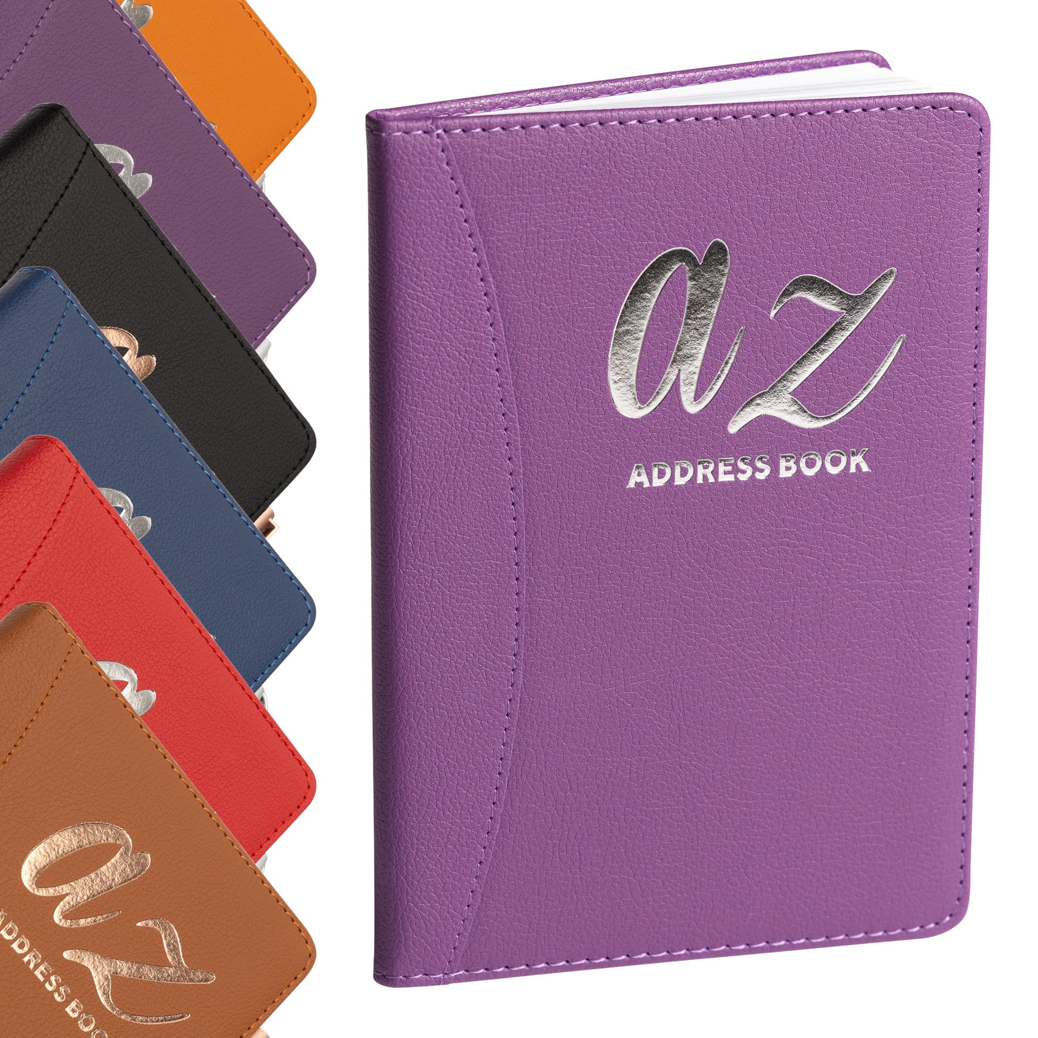 Purple a to z Telephone Address Book A-Z Index Hard Back Cover with Pen Addresses Book Home Office Work (Purple)