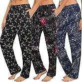 ENJOYNIGHT Womens Pajama Pants Long 3 Pack Sleep Lounge Pj Bottom with Pockets