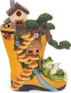 VP Home Enchanted Rainboot Fairy House Reading Frog Solar Powered LED Outdoor Decor Garden Light