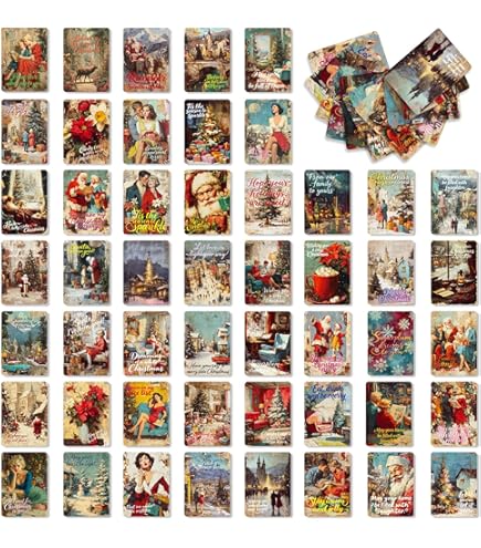 PIXILUV Vintage Winter Postcards - 24 Pcs Country Landscape & Christmas Art Postcards (4.5x6 Inch)-604809