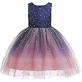 Glamulice Princess Sparkle Tulle Dress Little/Big Girls A Line Bridesmaid Wedding Birthday Party Pageant Tutu Dresses