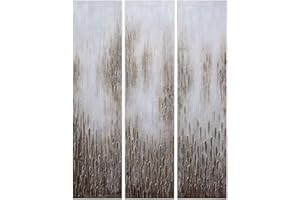Empire Art Direct Abstract Wall Art Textured Hand Painted Canvas by Martin Edwards, Triptych, 72" x 18" each, Dreamy Field