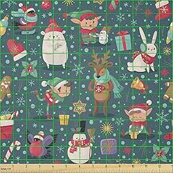 Ambesonne Christmas Fabric by The Yard, Merry