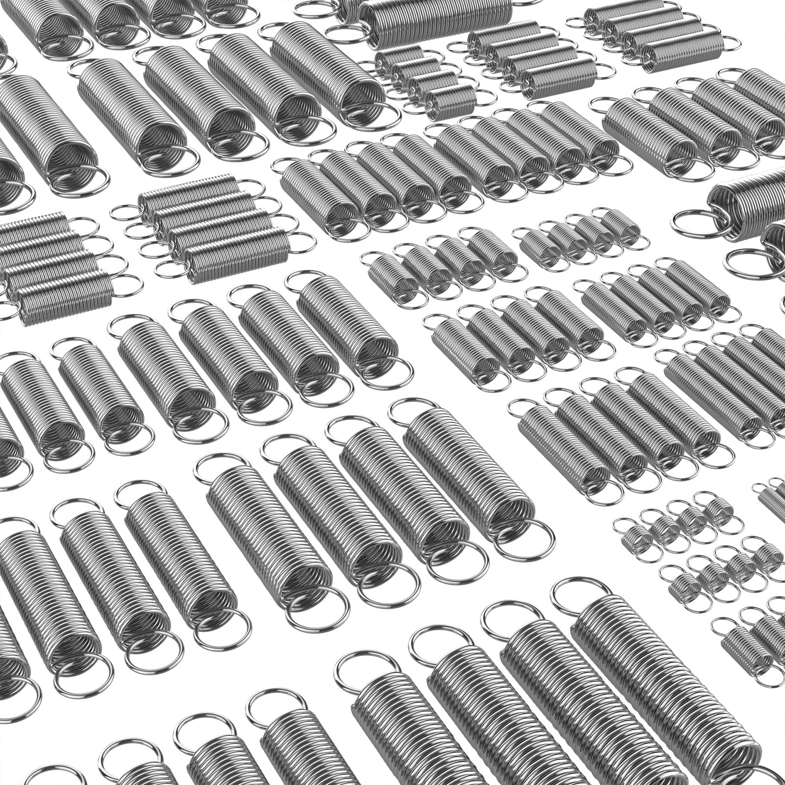 Photo 1 of 100 Pcs Extension Spring, Beesini Extension Spring Assortment Kit 25 Different Sizes, Stainless Steel Springs, Small Spring Assortment for Home Repairs, 25 Individual Bags
