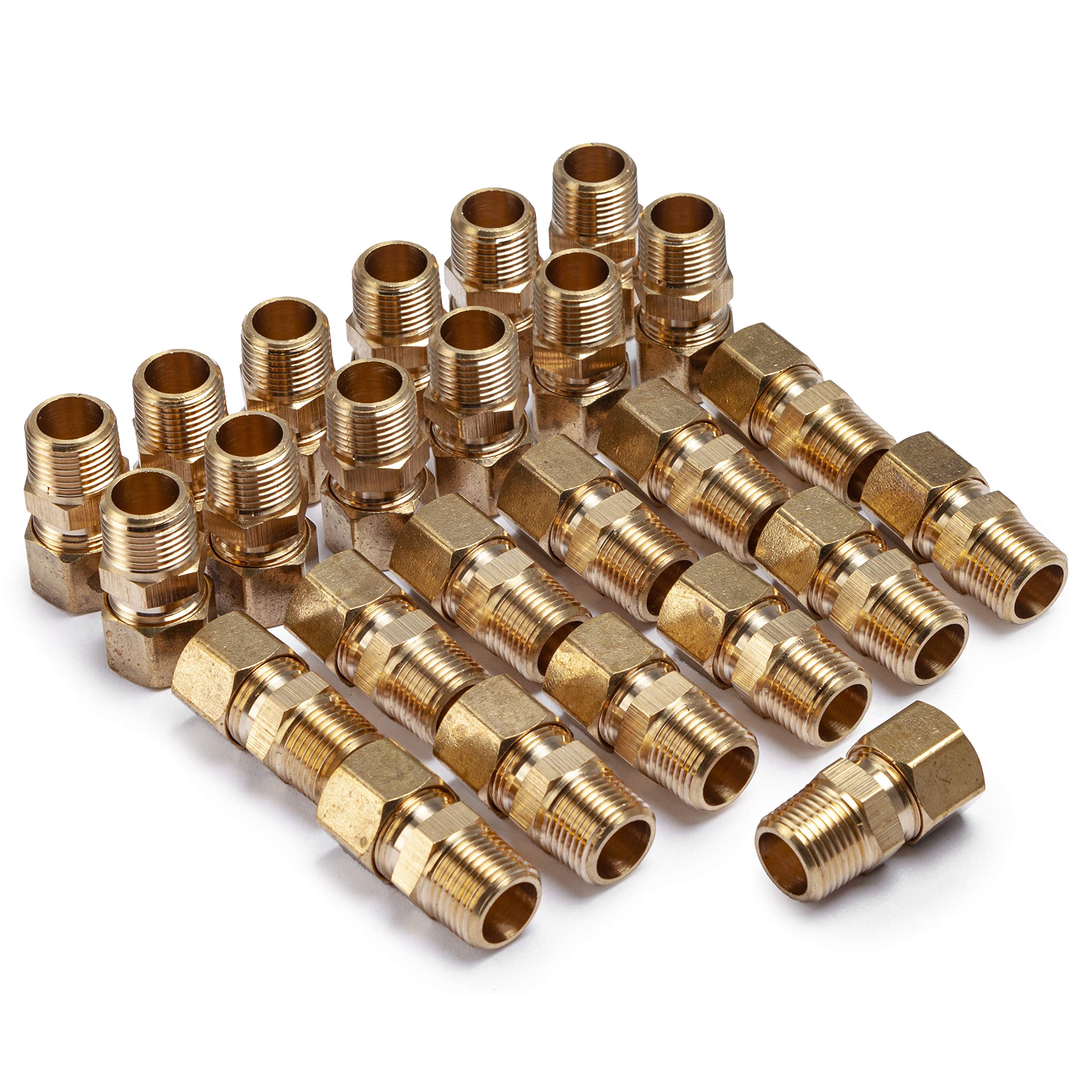 LTWFITTING Brass 1/2-Inch OD x 3/8-Inch Male NPT Compression Connector Fitting(Pack of 25) Image