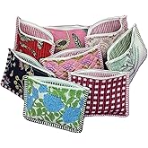 Any 2Pcs Mix Assorted Cotton Multicolor Design Floral Print Quilted Cosmetic Pouches 8X6 Inches Unique Toiletry Make Up Organizer Currency Case Storage Bags with Zipper Closure by Rastogi Handicrafts