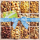 NUT CRAVINGS Gourmet Collection - Congratulations, Nuts Gift Basket with Congrats Ribbon + Greeting Card in Reusable Wooden Tray (12 Assortments) Graduation Food Arrangement, Healthy Snack