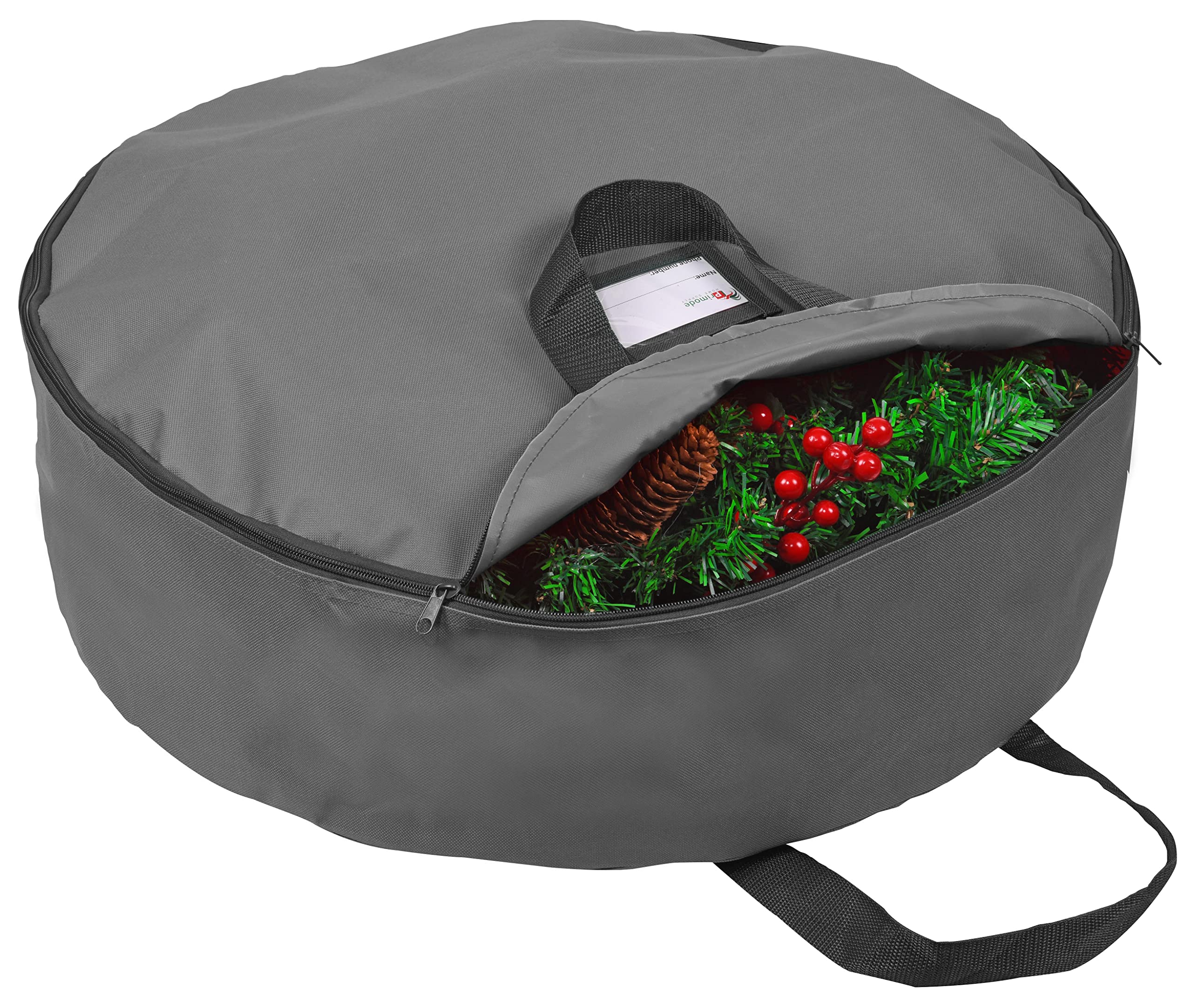 Primode Heavy Duty Wreath Storage Bag 36" | Garland Wreaths Container with Handles | Durable 600D Oxford Polyester Material Xmas Holiday Wreaths Storage Holder (Gray)